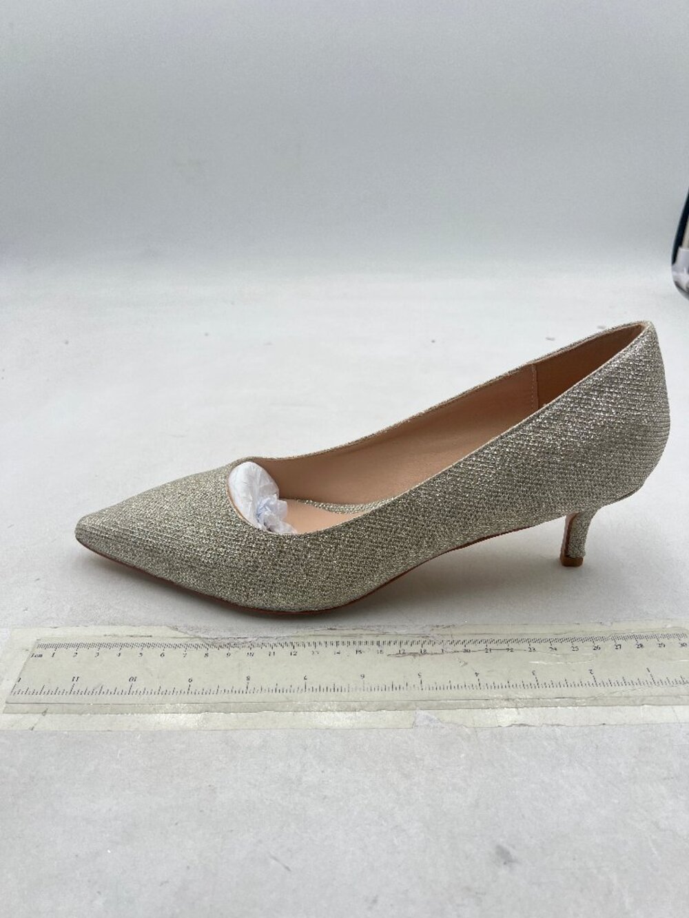 Ydn Gold Kitten Heeled Pumps Pointed Toe Dress Shoes For Office Lady View 2